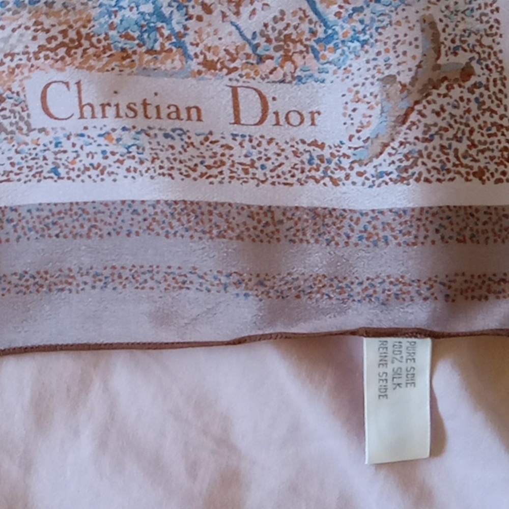 Vintage DIOR Silk Autumn Forest Landscape Scarf